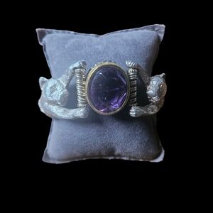 Stunning Custom made sterling silver and 18kt yellow gold with large Amethyst br